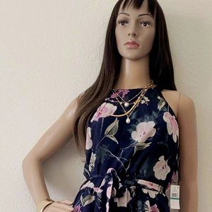 NWT Size 16 SNLY Navy Blue Sleeveless Cocktail Floral Summer Maxi Dress